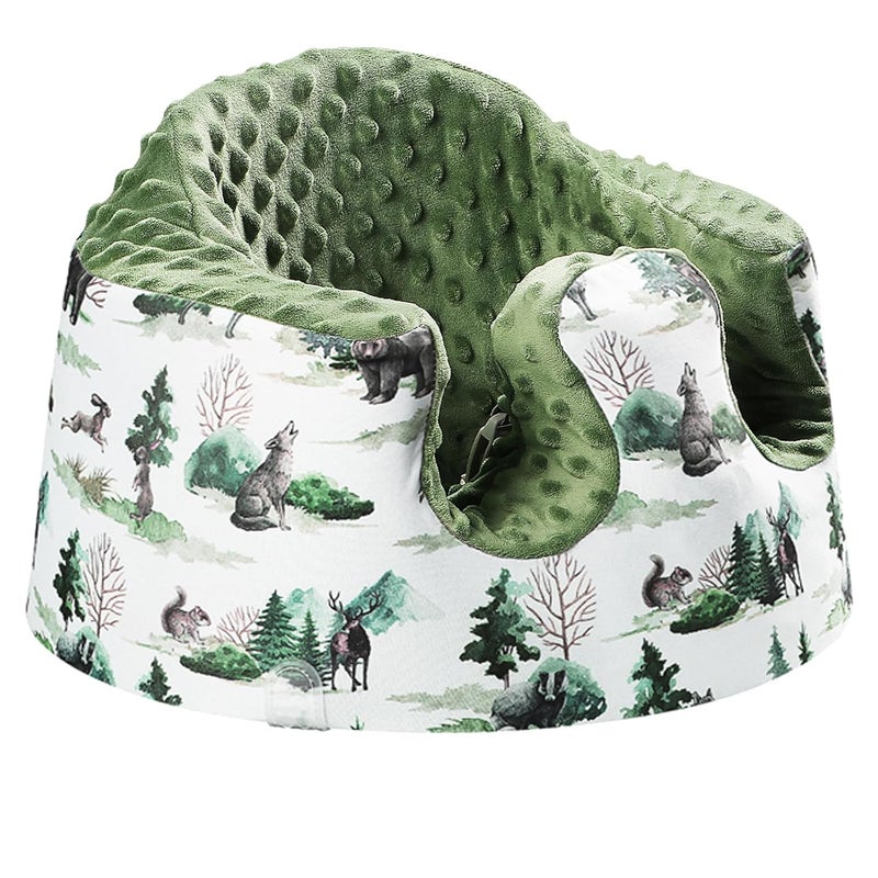 BOMOLOUR Seat Cover Compatible with Bumbo Seat and Nuby Seat, Floor Seat Cover for Boys and Girls, Removable Breathable Baby Seat Cover, New Designed, Anti-Slip, Seat Not Included, Green Forest - Image 1